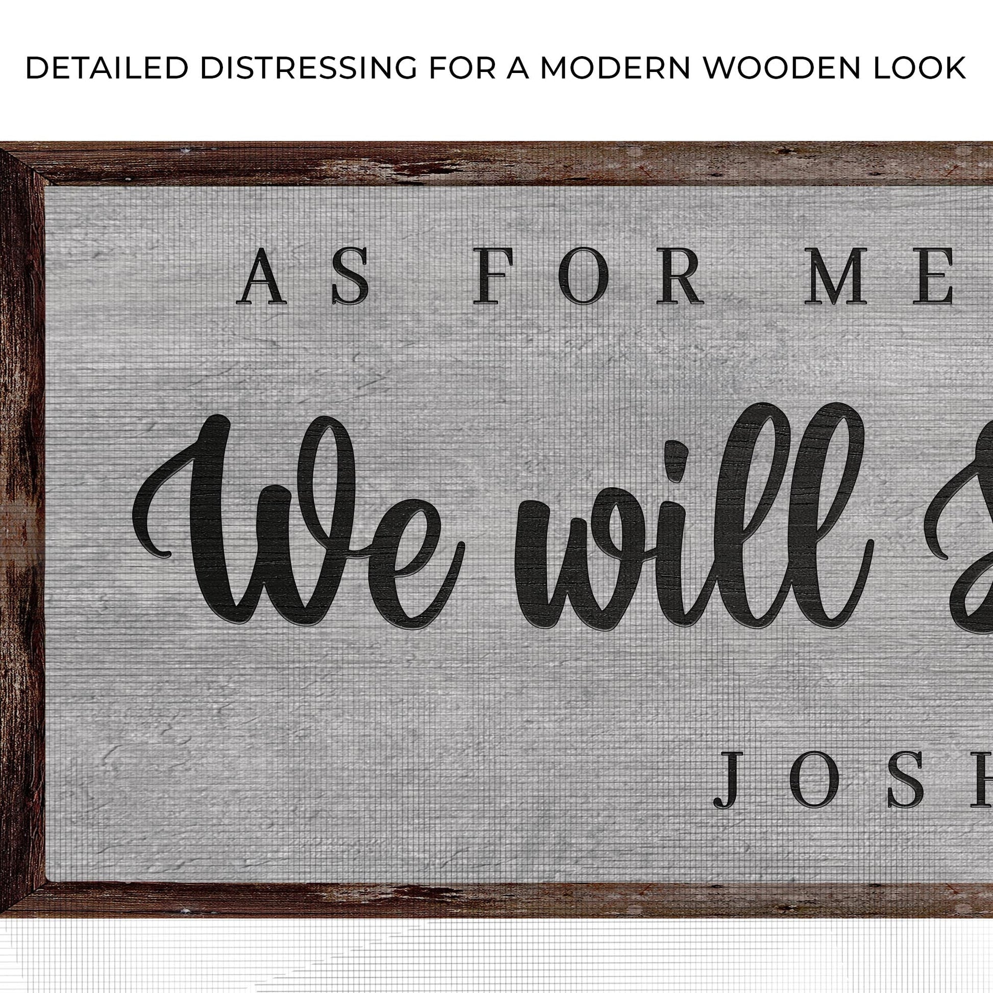 Canvas crafting sign Joshua 24:15 We Will Serve The Lord rustic wood frame Tailored Canvases on Tampa Home & Garden Store
