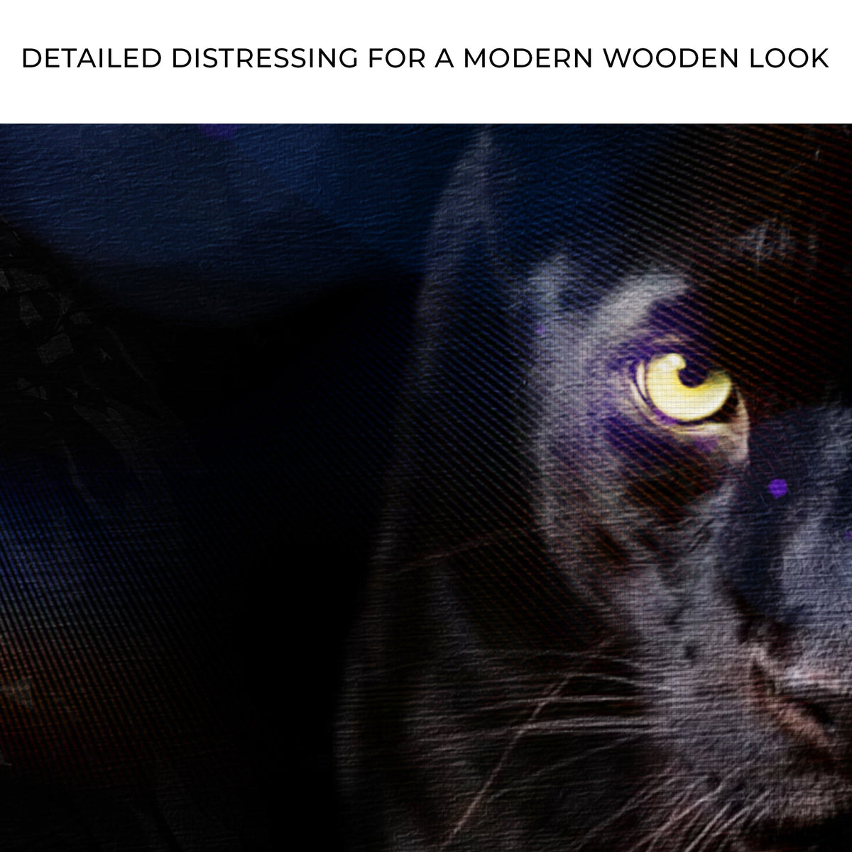 Rare Black Panther Canvas Wall Art on textured blue-black canvas by Tailored Canvases on Tampa Home & Garden Store