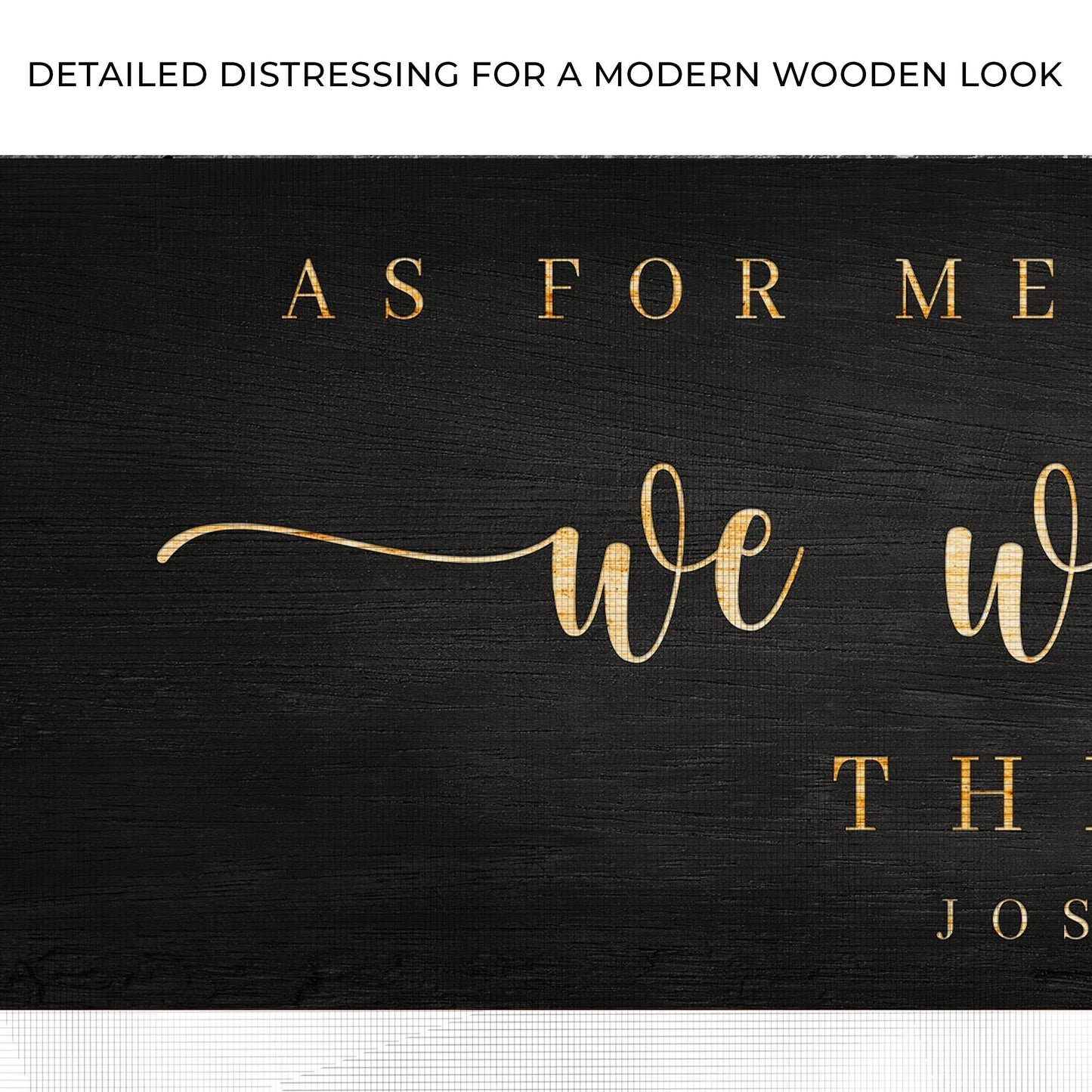 Canvas sign Joshua 24:15 We Will Serve The Lord, wood with gold script Tailored Canvases on Tampa Home & Garden Store