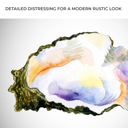 Oyster Watercolor Canvas Wall Art by Tailored Canvases, pastel shell design on Tampa Home & Garden Store