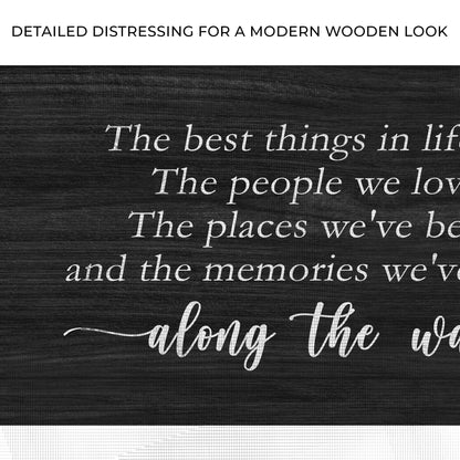 The Best Things In Life Sign III canvas, dark wood with white script text Tailored Canvases on Tampa Home & Garden Store
