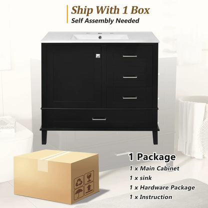 Bathroom Vanity With Sink Solid Wood Cabinet