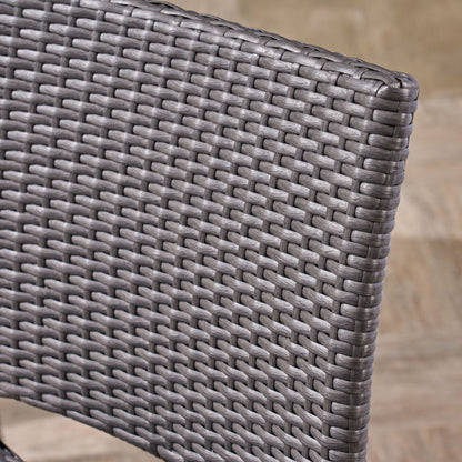 Set of Two 29 Inch PE Rattan Outdoor Barstools