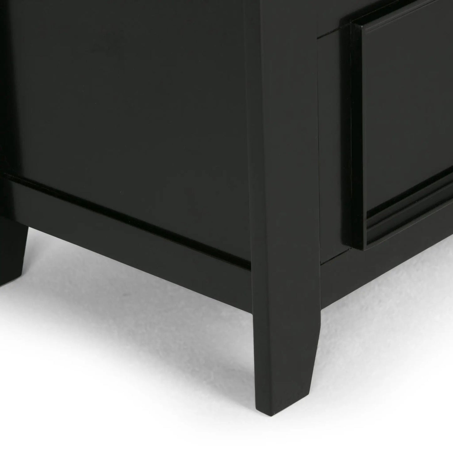 Amherst entryway storage bench handcrafted by Unique Piece Furniture, black finish with leg on Tampa Home & Garden Store