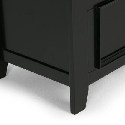 Amherst entryway storage bench handcrafted by Unique Piece Furniture, black finish with leg on Tampa Home & Garden Store