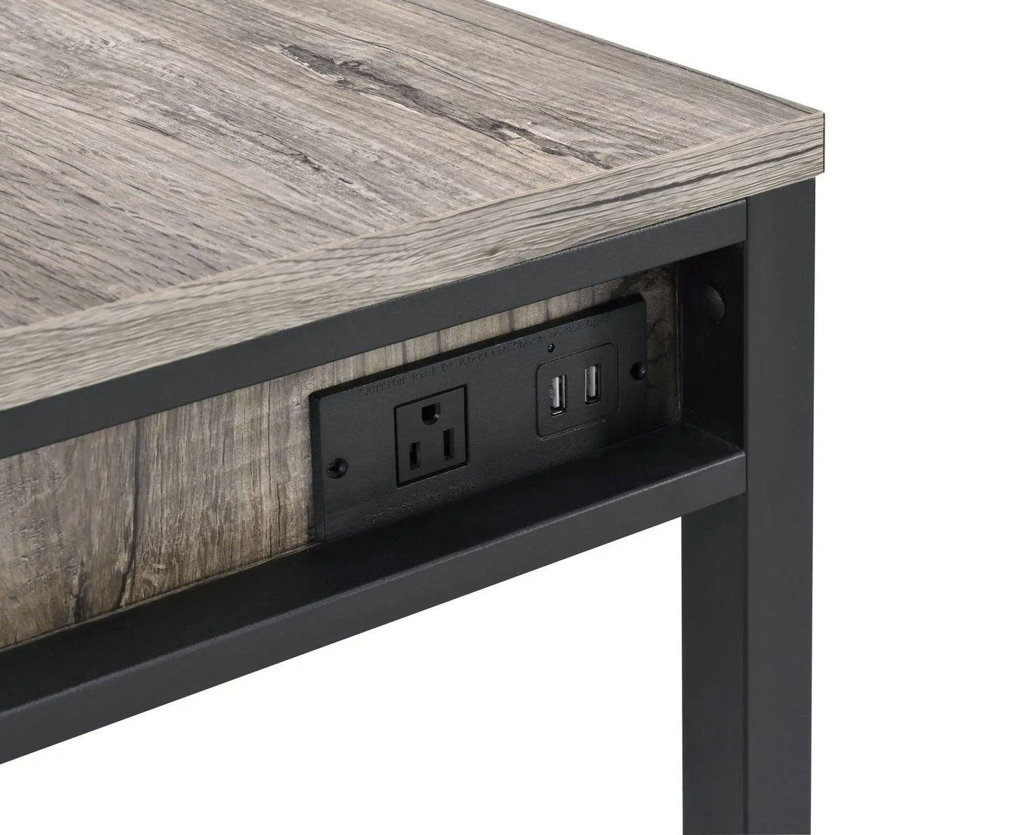Weathered Writing Desk With USB and Oak Top
