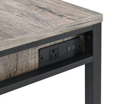 Weathered Writing Desk With USB and Oak Top