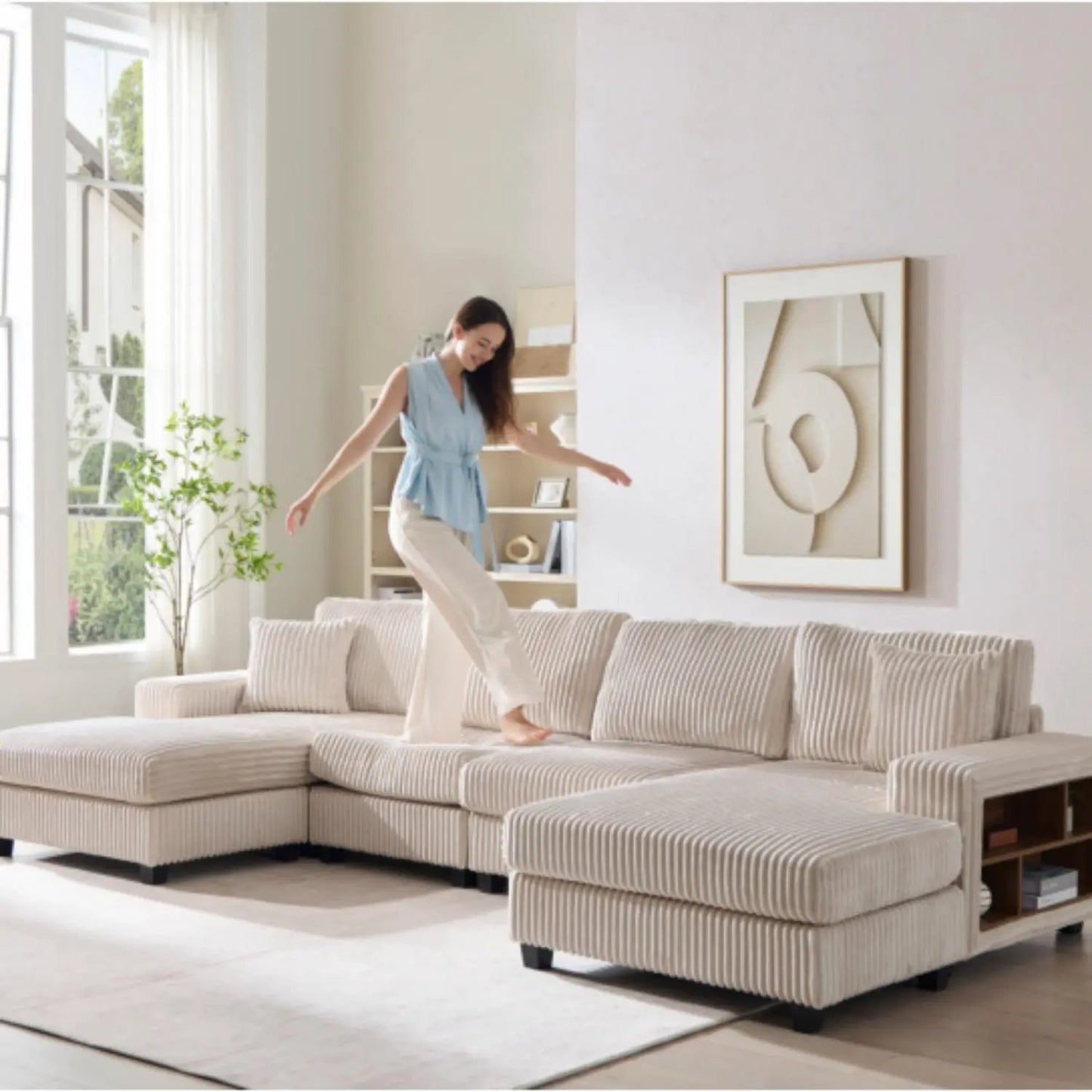 U Shaped Convertible Sofa Four Seater Lounge