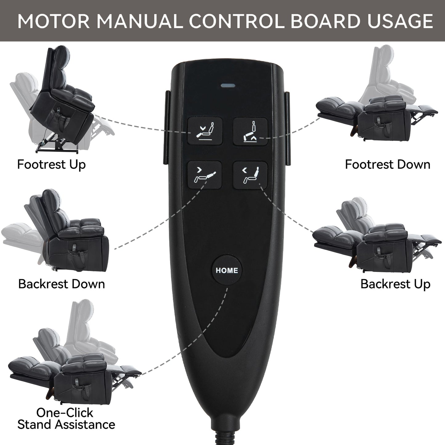 Black Leatheraire Heat Massage Recliner by HouseOfZazla with remote and multiple recline positions on Tampa Home & Garden Store