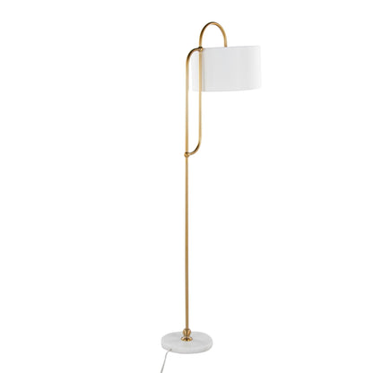 Leslie Glam Art Deco Floor Lamp Gold with white drum shade by HouseOfZazla on Tampa Home & Garden Store