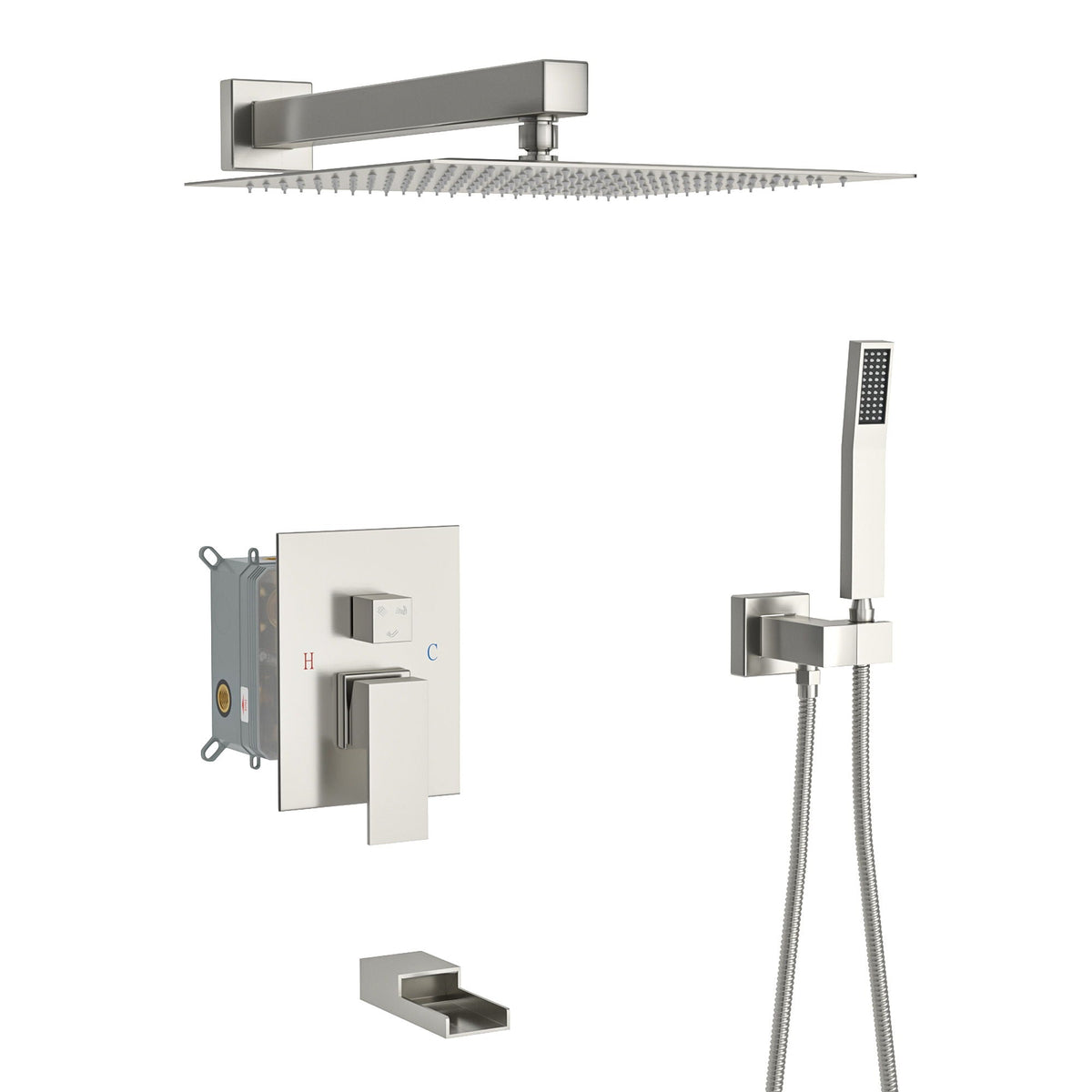 Shower wall kit HouseOfZazla 10-Inch rain showerhead with rough-in valve chrome finish on Tampa Home & Garden Store