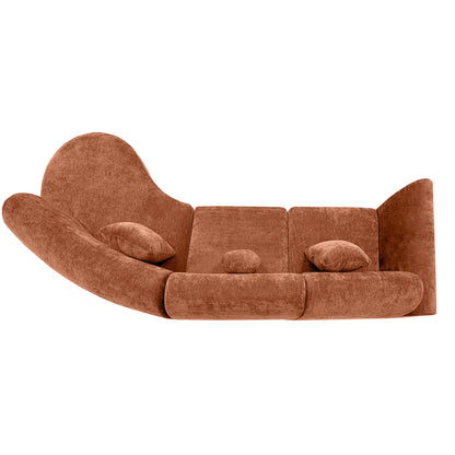140-inch Modern Curved Sectional Sofa with Chaise Lounge rust velvet by HouseOfZazla on Tampa Home & Garden Store