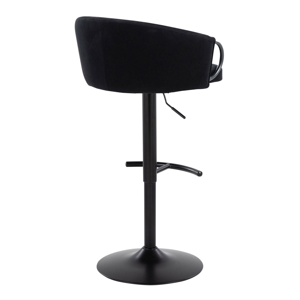 Adjustable swivel barstool in black upholstery with rounded footrest HouseOfZazla on Tampa Home & Garden Store