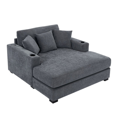Modern Oversized Chaise Lounger and Pillow
