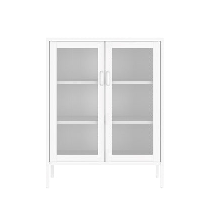 Metal accent cabinet with mesh doors, white finish, adjustable shelves HouseOfZazla on Tampa Home & Garden Store