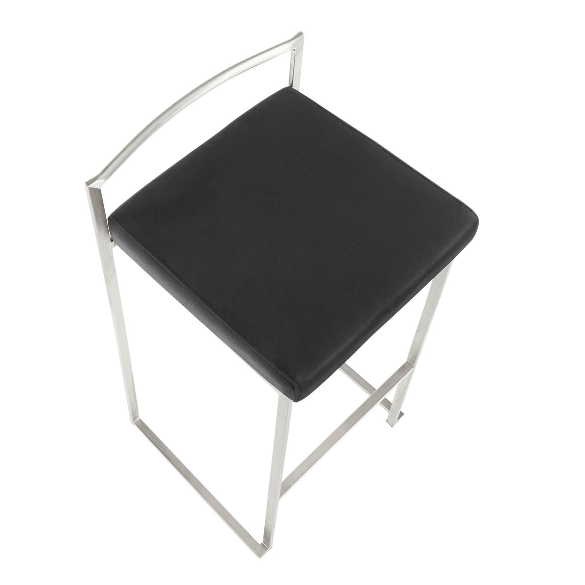 Contemporary stackable barstool with black padded seat and chrome frame on Tampa Home & Garden Store