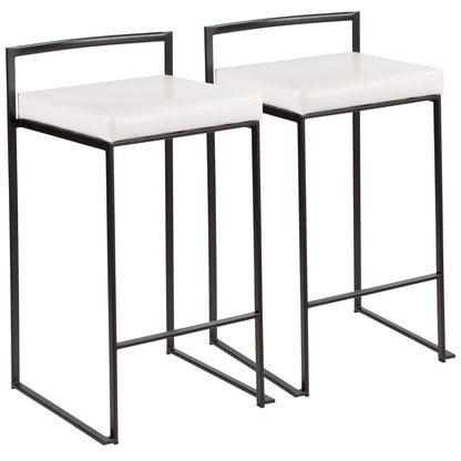 Stackable counter stools with cushioned white seats and black metal frames two stools on Tampa Home & Garden Store