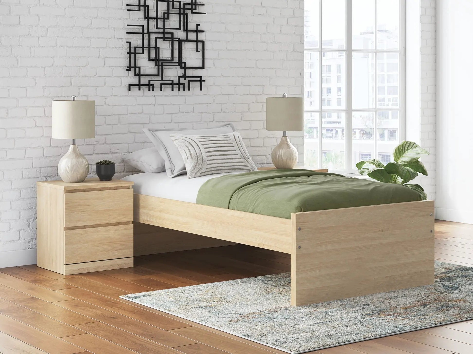 Onita Platform Bed with storage drawers in light oak wood by Unique Piece Furniture on Tampa Home & Garden Store