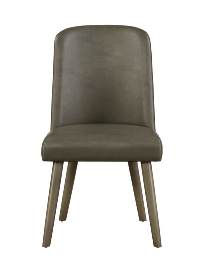 Waylon Synthetic Leather Side Chair Set of 2, gray upholstery with oak legs on Tampa Home & Garden Store