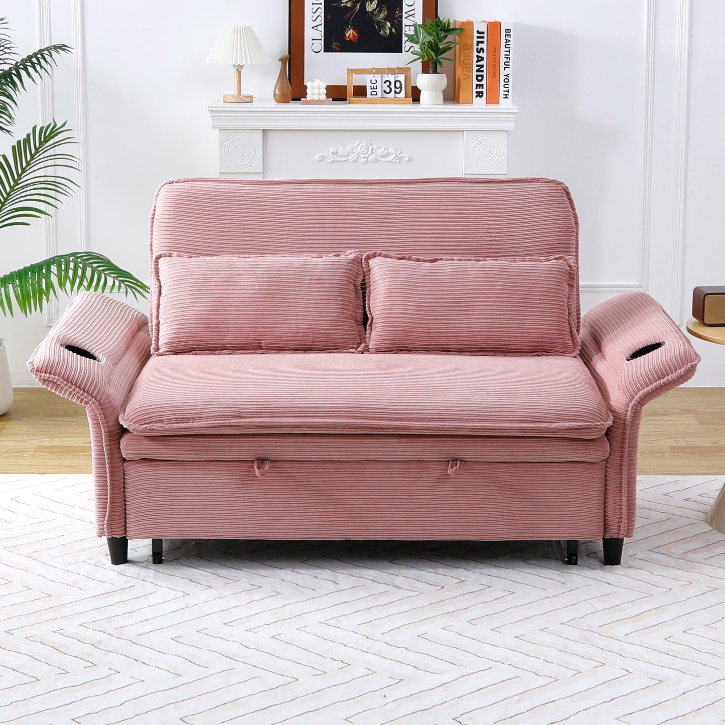 Modern Fabric Sofa And Bed With Adjustable Arms