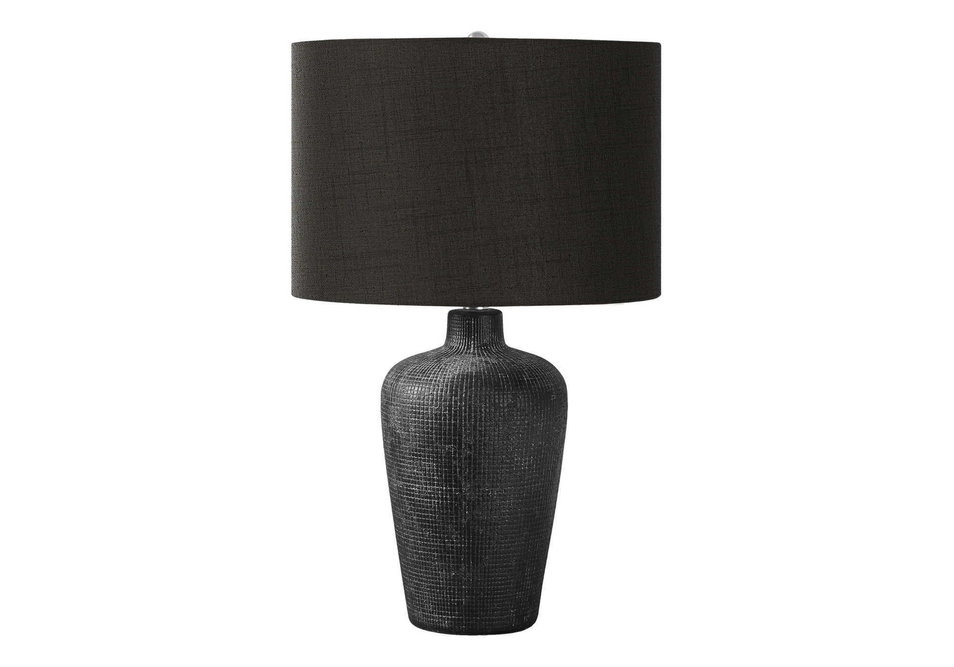 Table lamp, contemporary black with textured ceramic base and black fabric shade, HouseOfZazla on Tampa Home & Garden Store