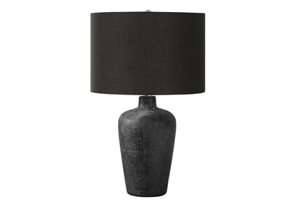 Table lamp, contemporary black with textured ceramic base and black fabric shade, HouseOfZazla on Tampa Home & Garden Store