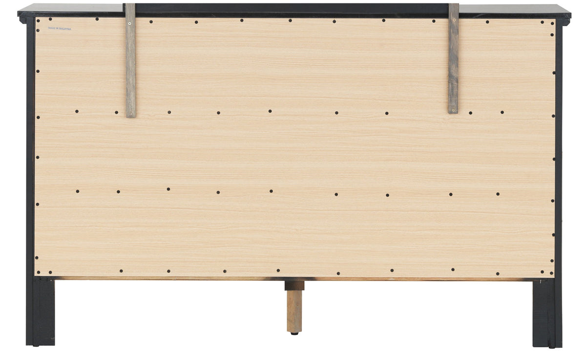 Primo Dresser back view with natural plywood panel and black frame, vertical braces, central leg on Tampa Home & Garden Store
