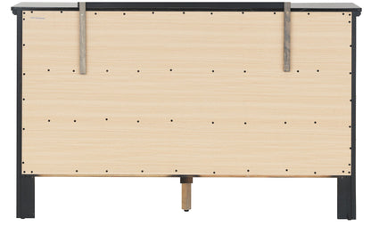 Primo Dresser back view with natural plywood panel and black frame, vertical braces, central leg on Tampa Home & Garden Store
