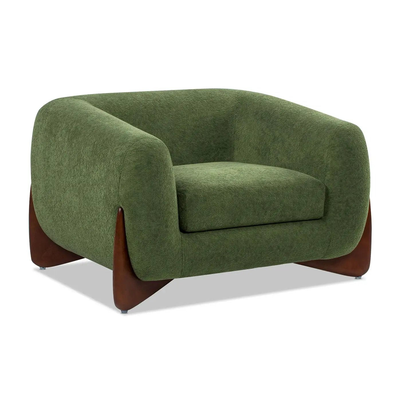 Alpine Sherpa Arm Chair olive green fabric with wood legs by Unique Piece Furniture on Tampa Home & Garden Store