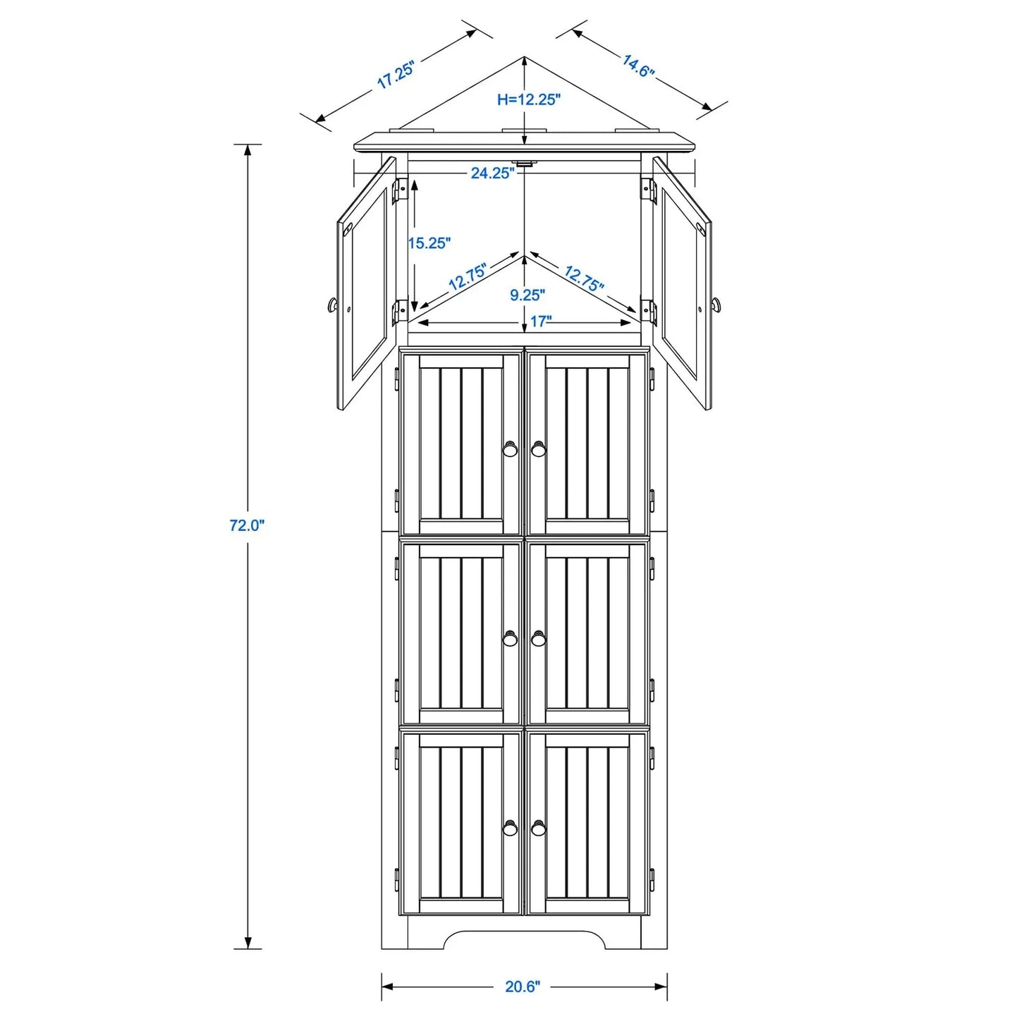 Tall Storage Cabinet with Doors and Four Shelves