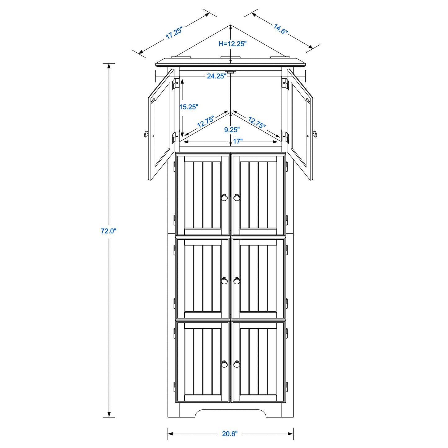 Tall Cabinet With 4 Shelves And Doors For Home