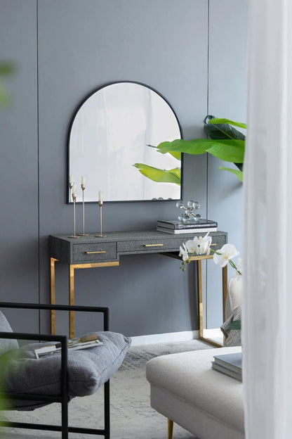 Arched Wall Mirror With Metal Frame Living Room