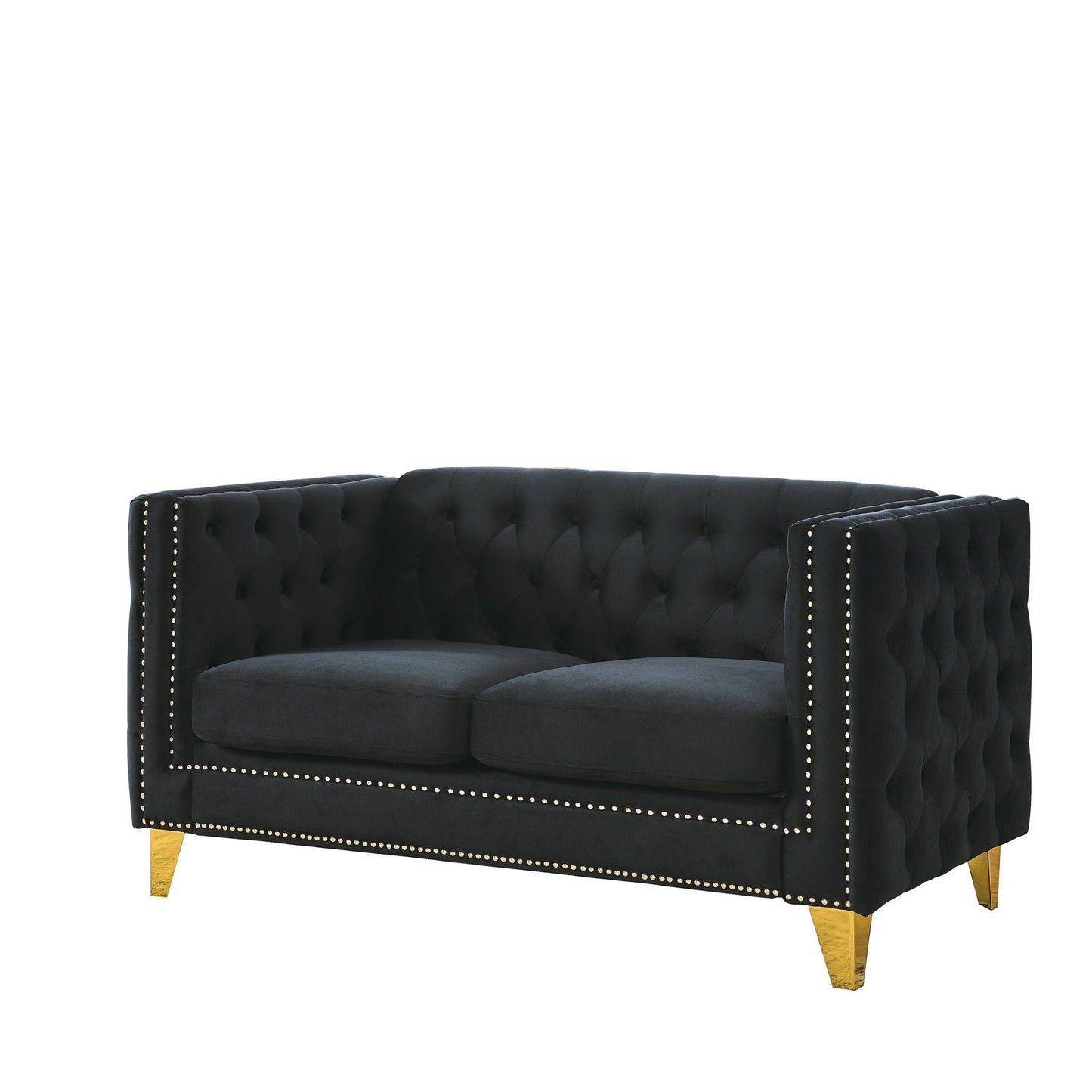 Modern Button Tufted Sofa With Nailhead Trim