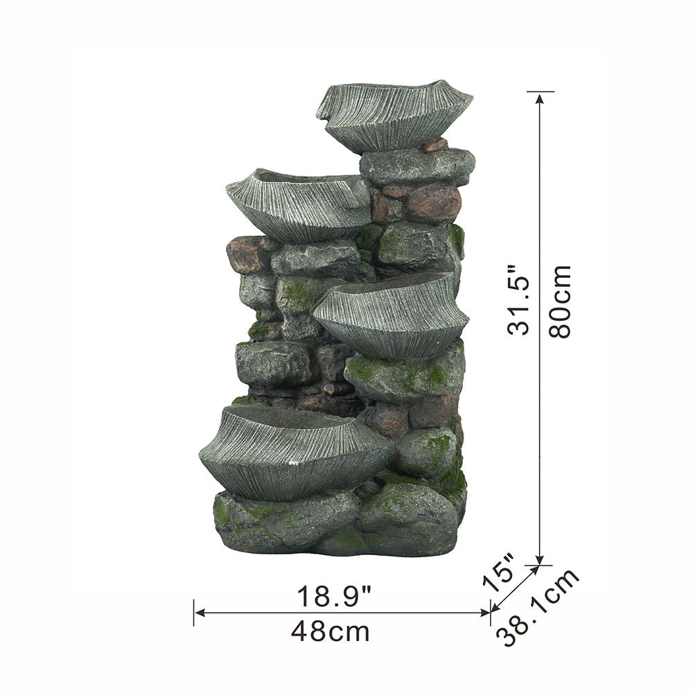 Cascading Rock Water Fountain With Led Lights