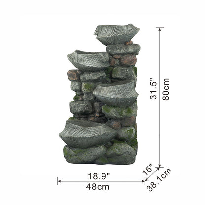 Cascading Rock Water Fountain With Led Lights