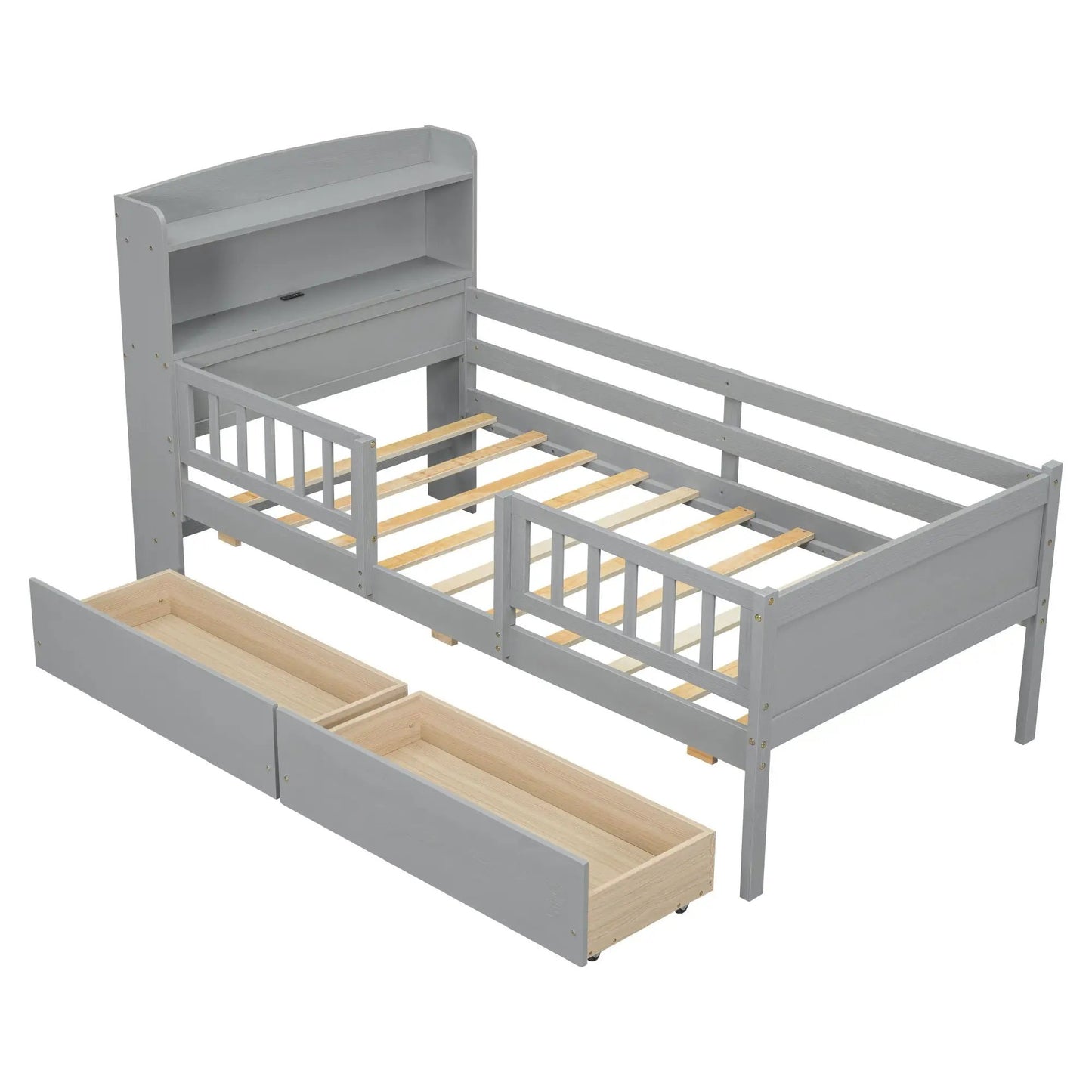 Platform Bed with LED Light and 2 Drawers
