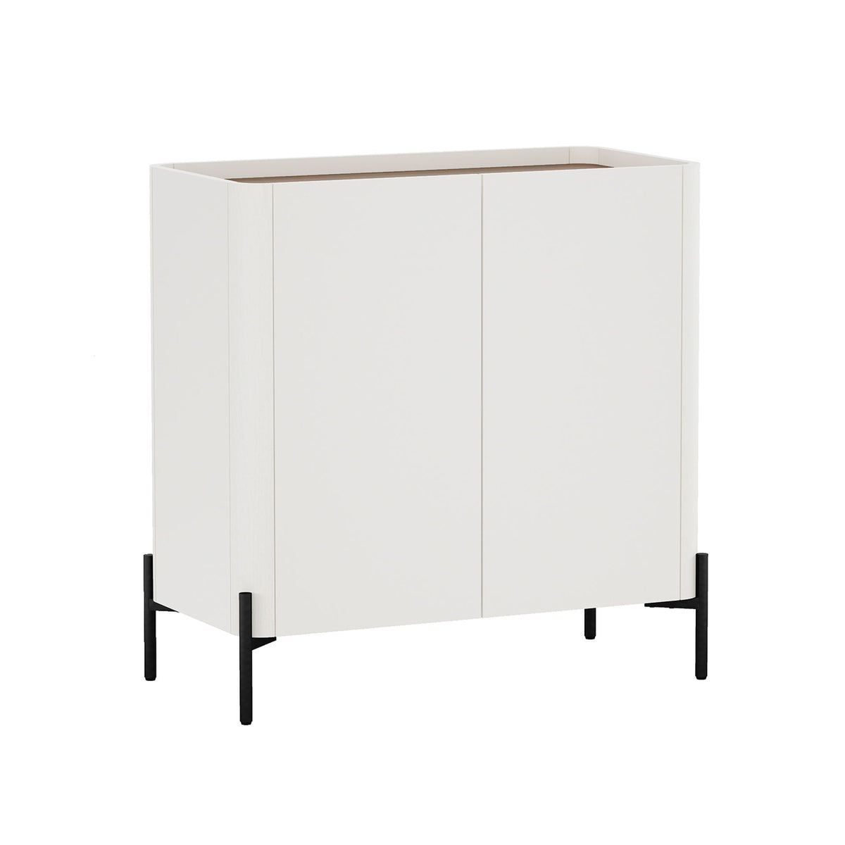 Abbey Accent Cabinet white finish with soft-close doors, rounded edges, metal legs HouseOfZazla on Tampa Home & Garden Store