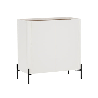 Abbey Accent Cabinet white finish with soft-close doors, rounded edges, metal legs HouseOfZazla on Tampa Home & Garden Store