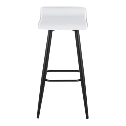 Contemporary fixed-height bar stool with white seat and black metal base HouseOfZazla on Tampa Home & Garden Store