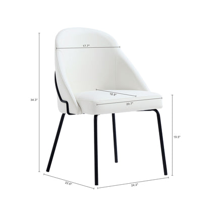 Modern vegan upholstered dining chair by HouseOfZazla, white with dense foam and black legs on Tampa Home & Garden Store