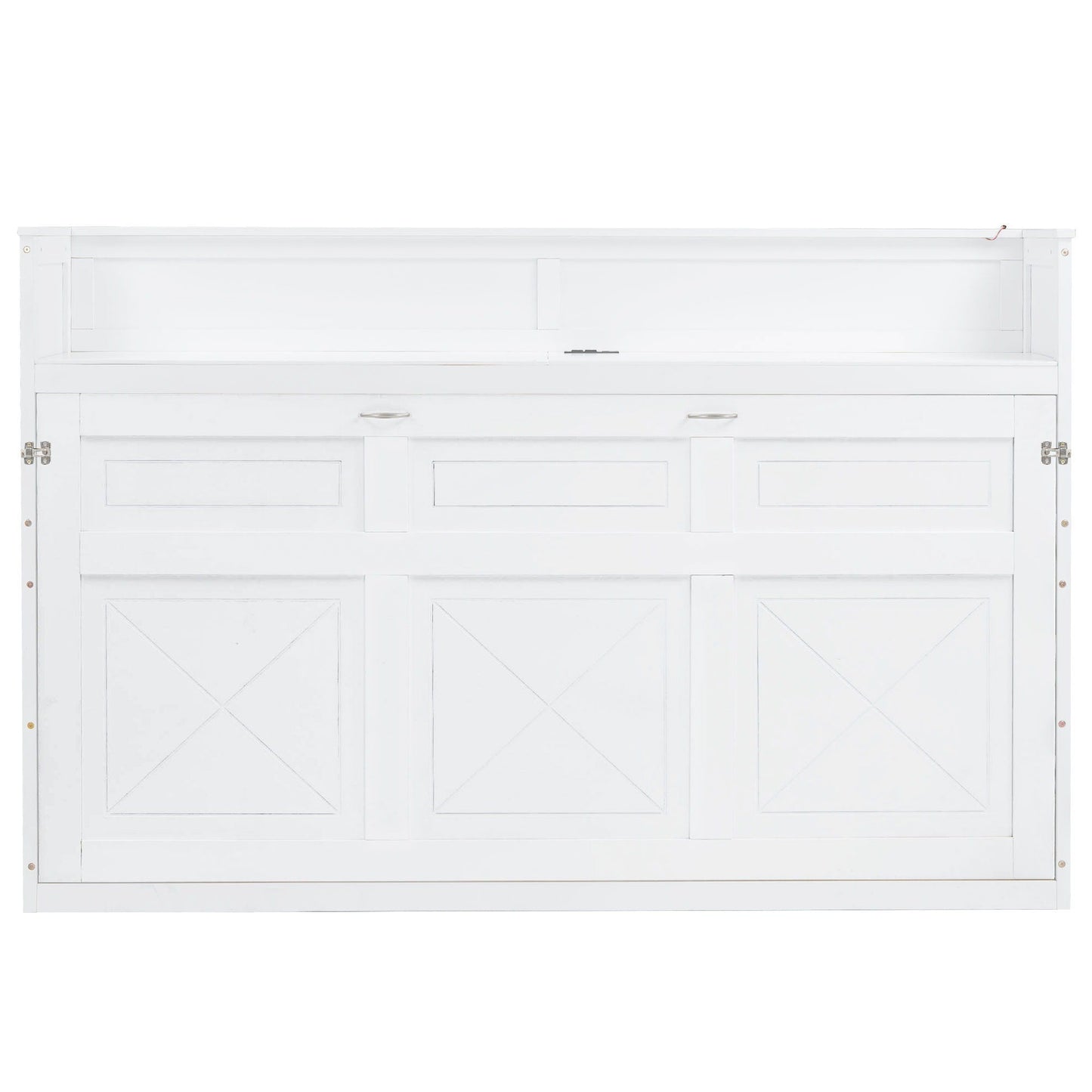 Murphy bed with desk in white, integrated LED light and USB charging by HouseOfZazla on Tampa Home & Garden Store