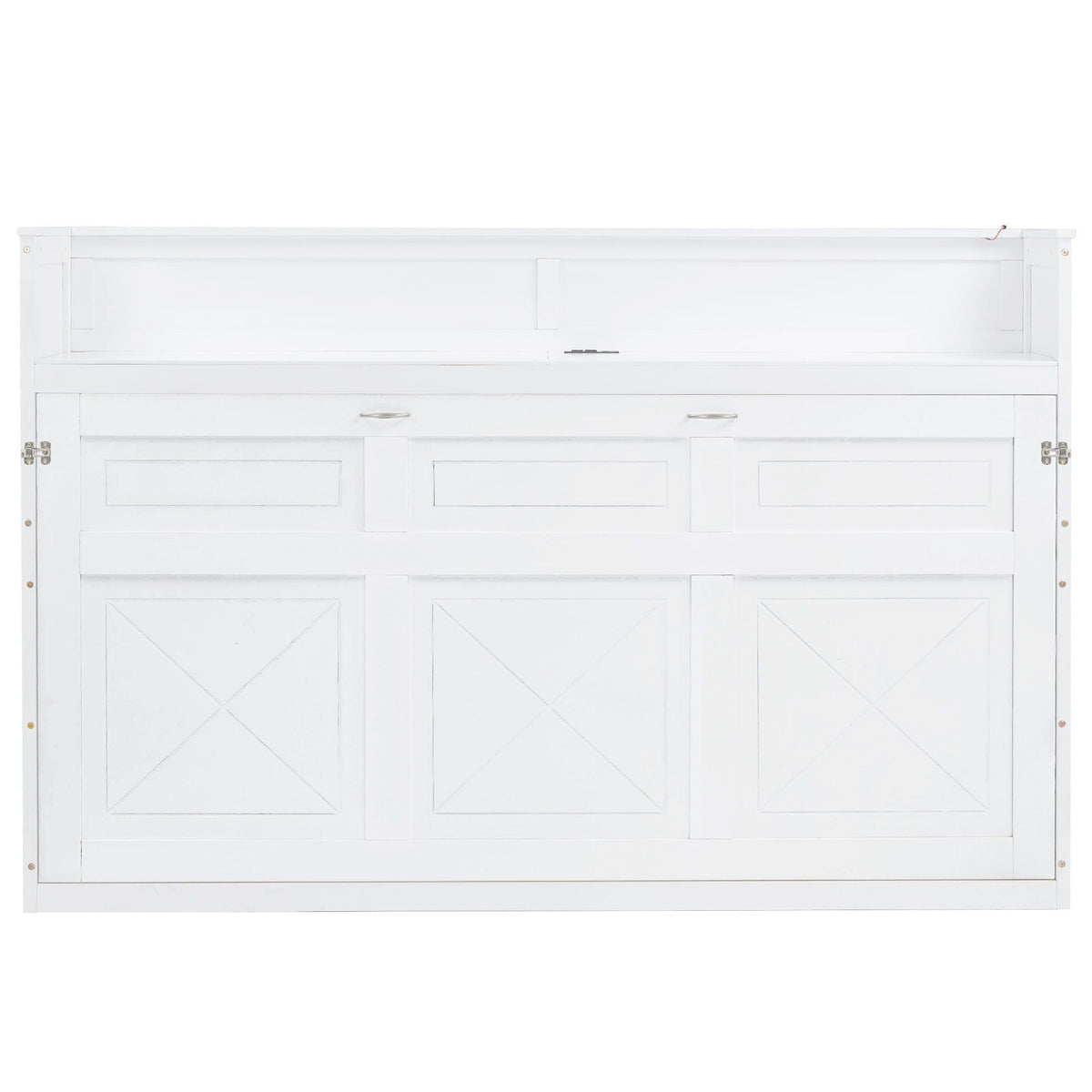 Murphy bed with desk in white, integrated LED light and USB charging by HouseOfZazla on Tampa Home & Garden Store