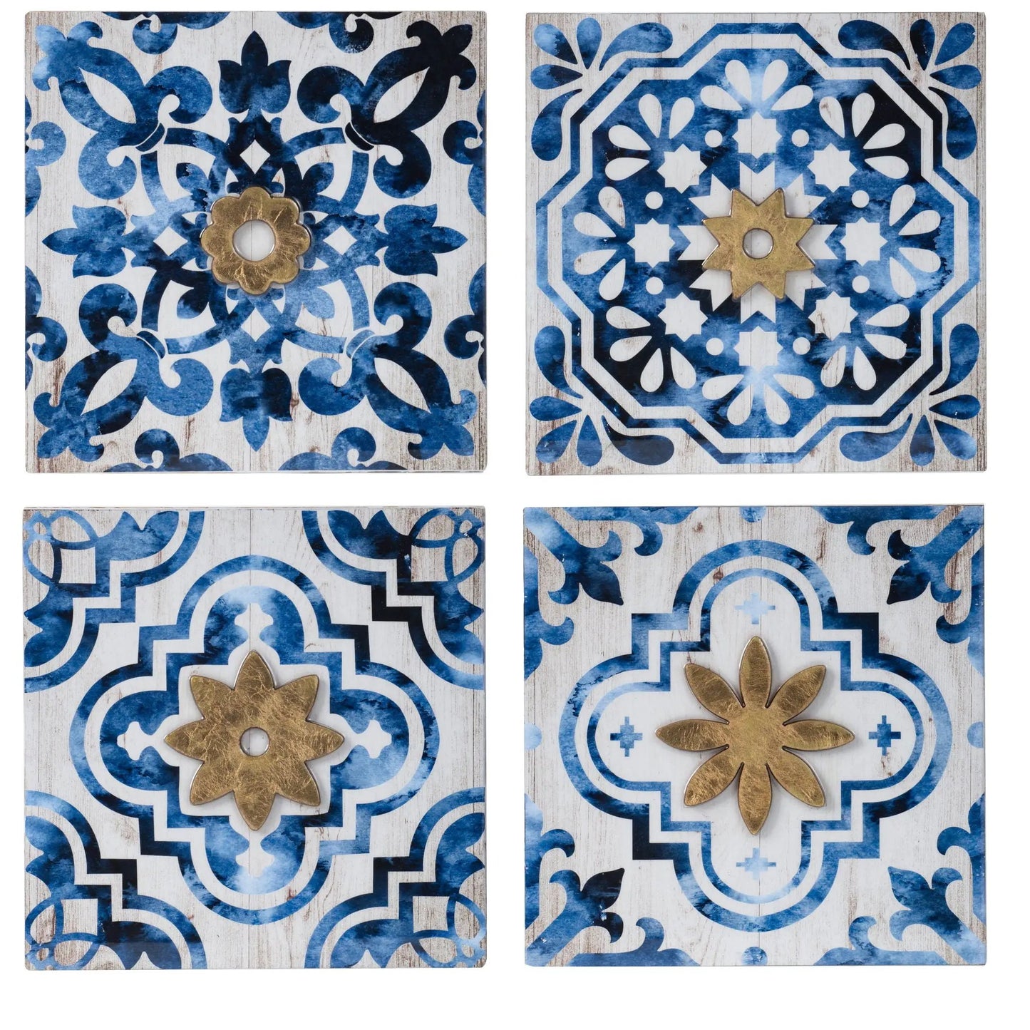 Abstract Wall Decor Accents White and Blue