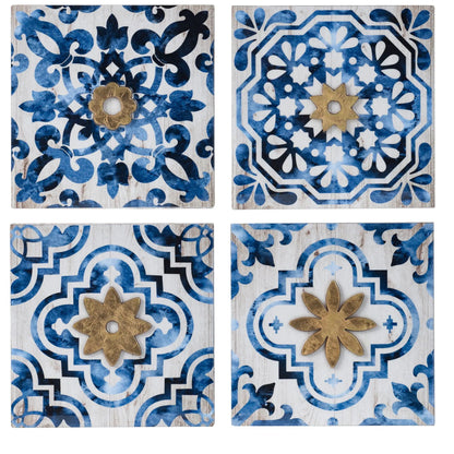 Abstract Wall Decor Accents White and Blue
