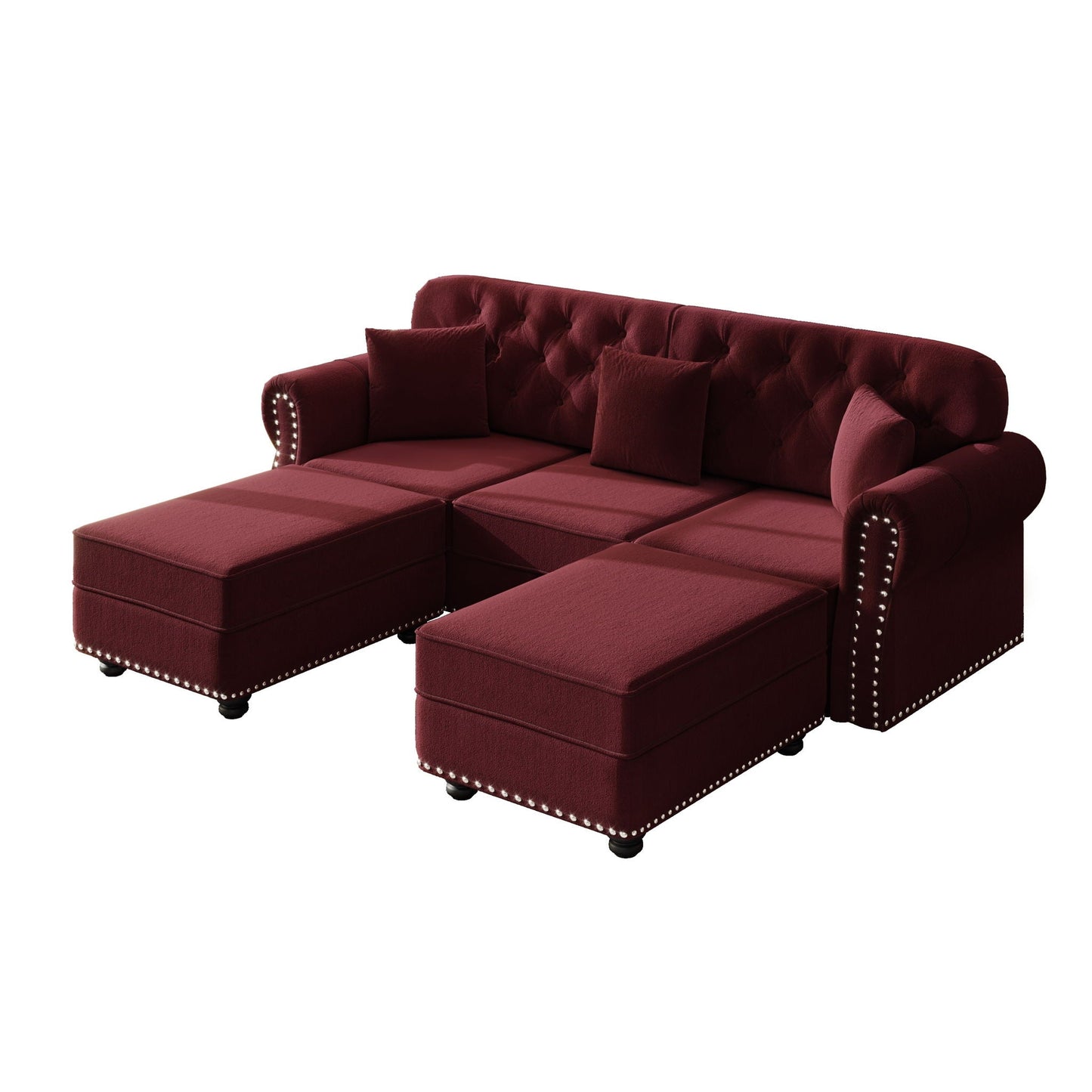 Upholstered Sofa Set with Nailhead and Pillows