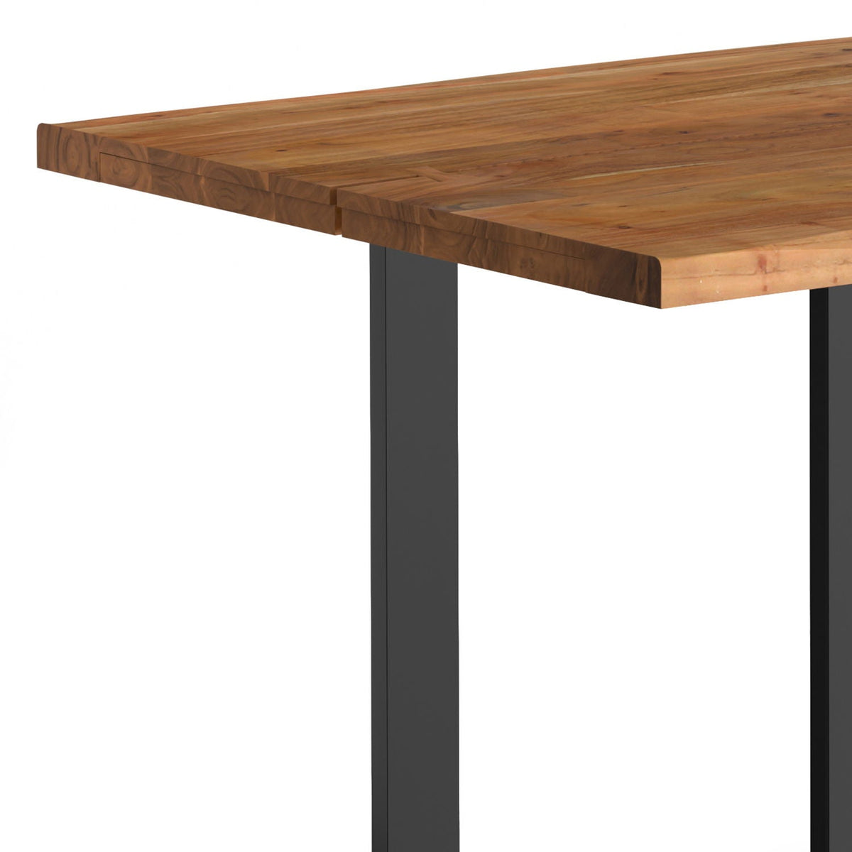 Solid acacia wood dining table with iron legs, warm brown tabletop, metal legs HouseOfZazla on Tampa Home & Garden Store