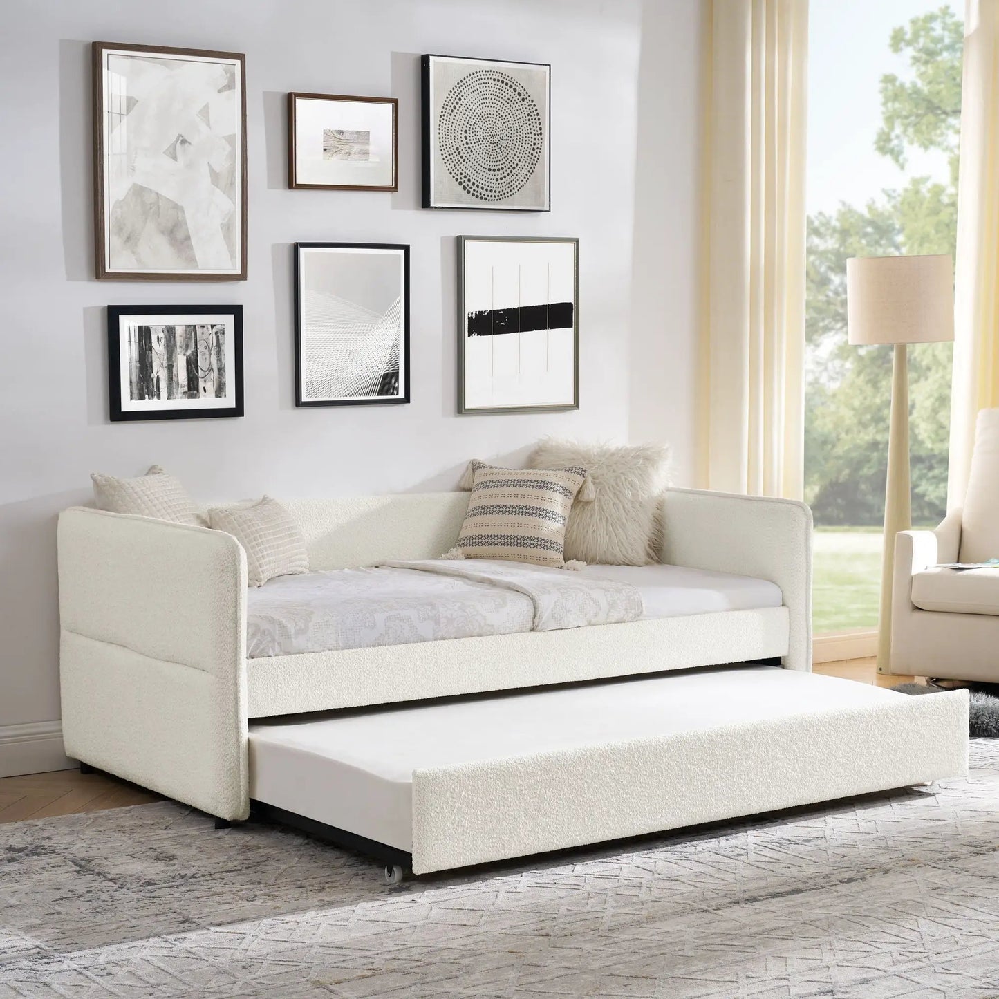 Upholstered Daybed With Pop Up Trundle For Guests