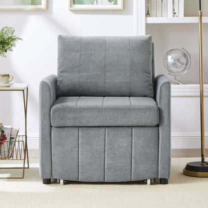 Upholstered futon chair, grey fabric with storage by Unique Piece Furniture on Tampa Home & Garden Store