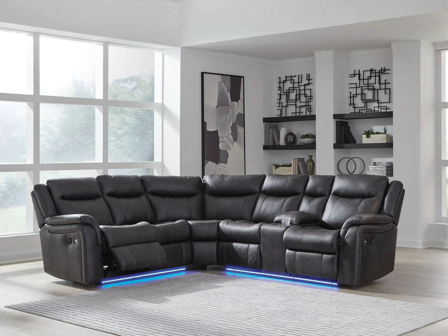 Sultan Meadow 2-Piece Reclining Sectional carbon leather by Unique Piece Furniture on Tampa Home & Garden Store