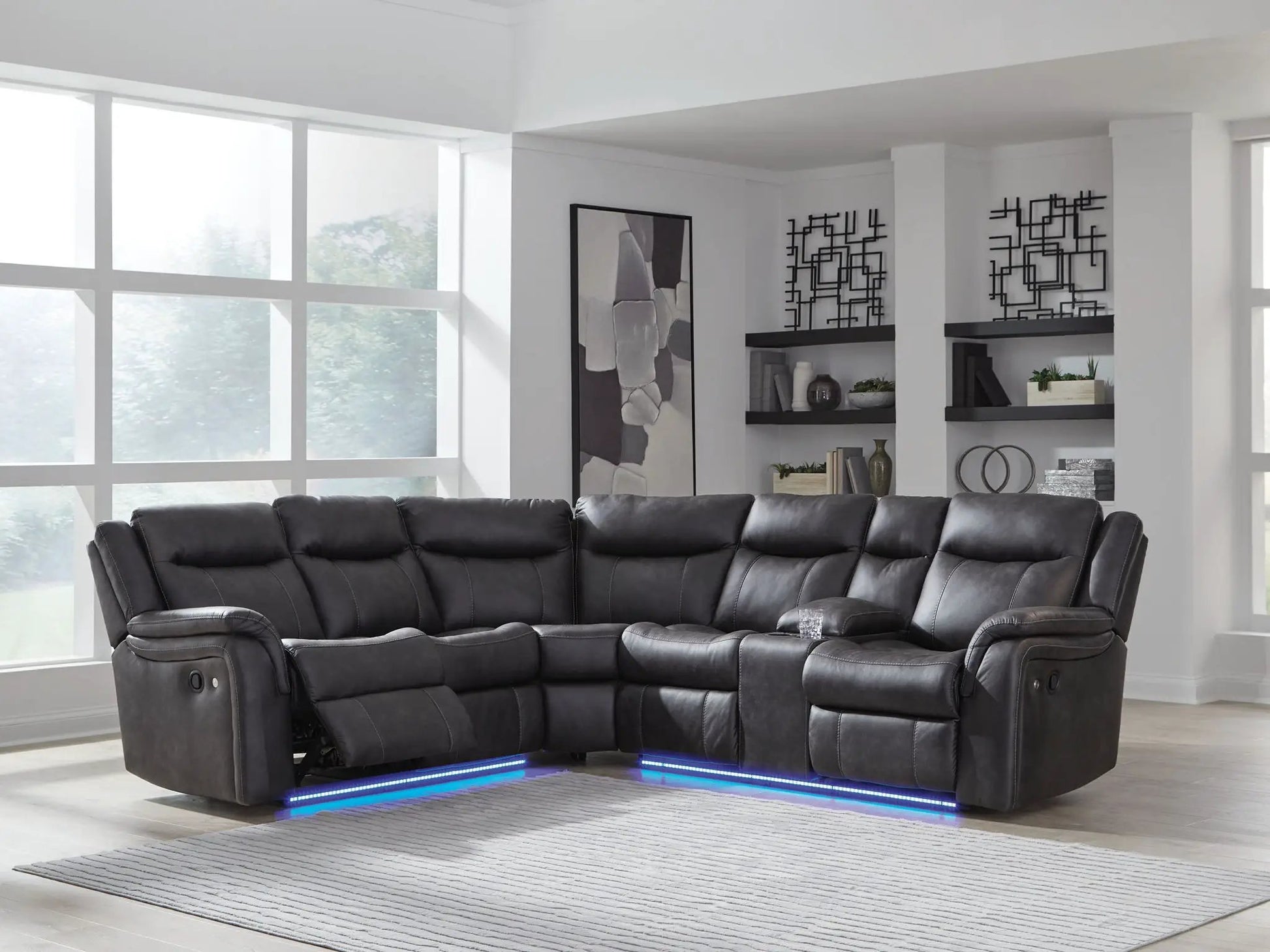 Sultan Meadow 2-Piece Reclining Sectional carbon leather by Unique Piece Furniture on Tampa Home & Garden Store